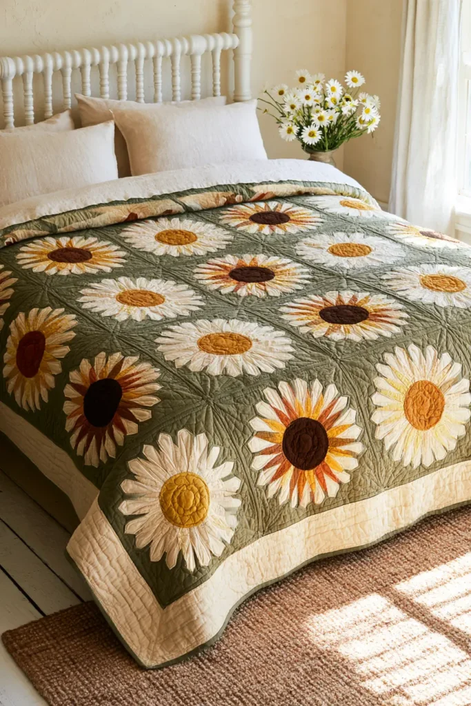 Dresden Plate Daisy and Sunflower Quilt