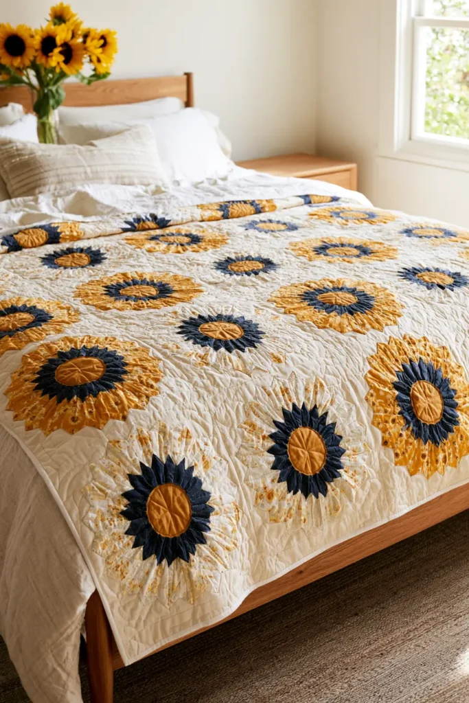 Dresden Plate Daisy and Sunflower Quilt