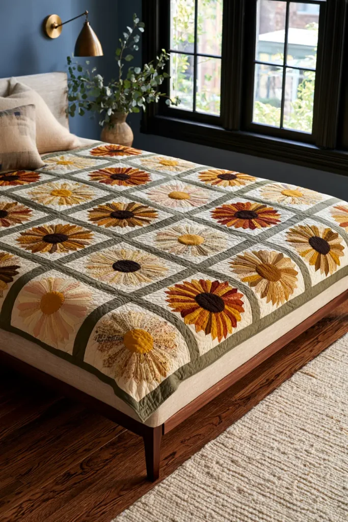 Dresden Plate Daisy and Sunflower Quilt