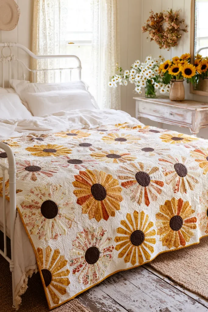 Dresden Plate Daisy and Sunflower Quilt