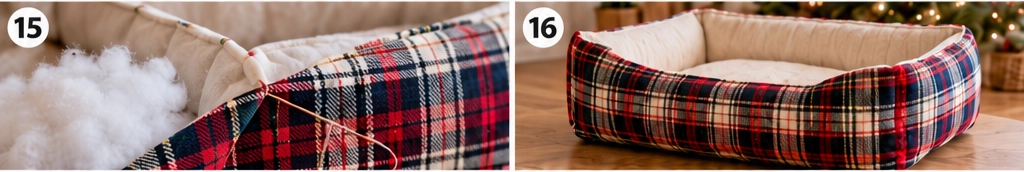Farmhouse Plaid Quilted Cat Bed
