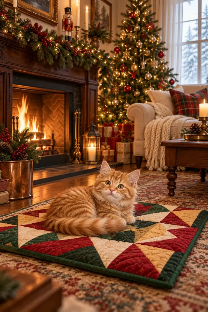Geometric Quilted Cat Mat