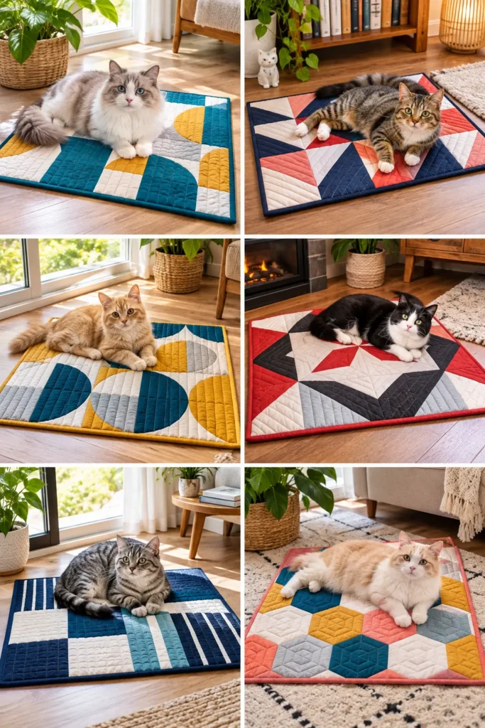 Geometric Quilted Cat Mat