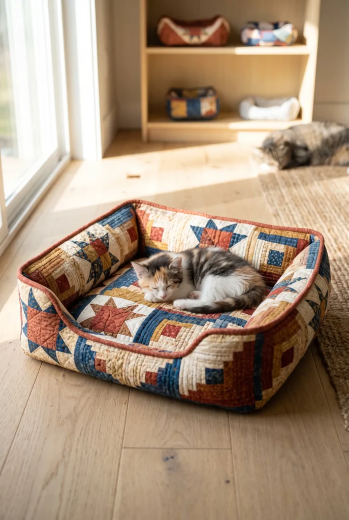Geometric Quilted Cat Mat