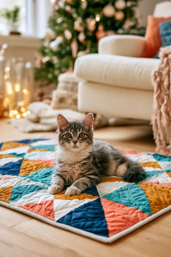 Geometric Quilted Cat Mat