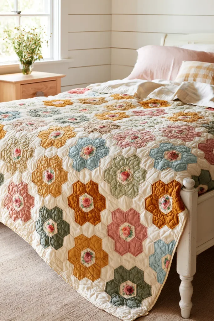Grandmother’s Flower Garden Quilt
