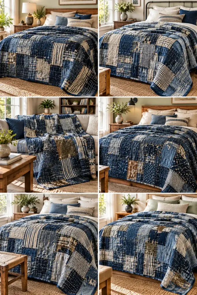 Layered Indigo Boro Quilt