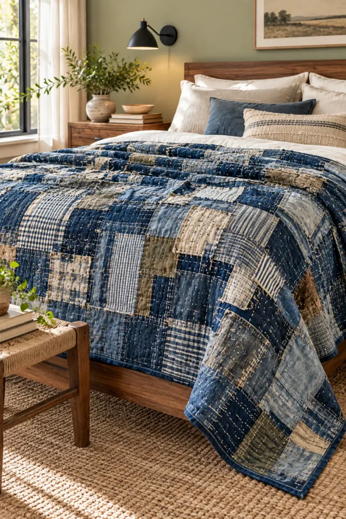 Layered Indigo Boro Quilt