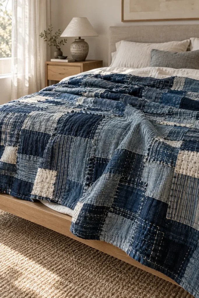 Layered Indigo Boro Quilt