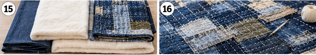 Layered Indigo Boro Quilt