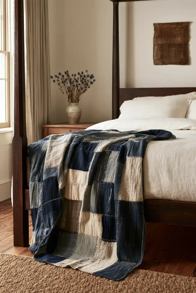 Layered Indigo Boro Quilt