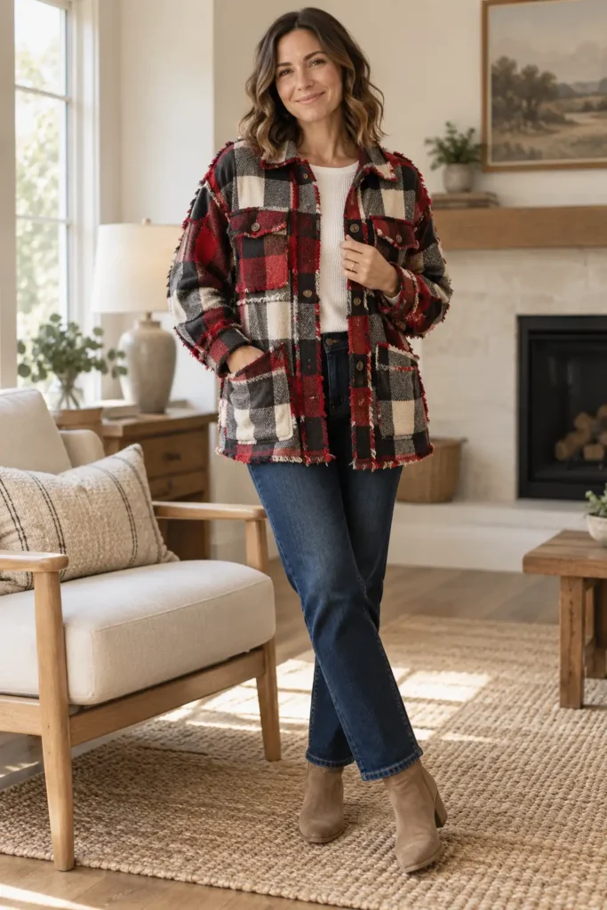 Oversized Buffalo Plaid Flannel Rag Quilt Shacket