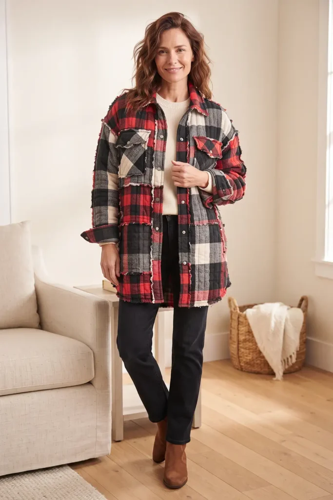 Oversized Buffalo Plaid Flannel Rag Quilt Shacket