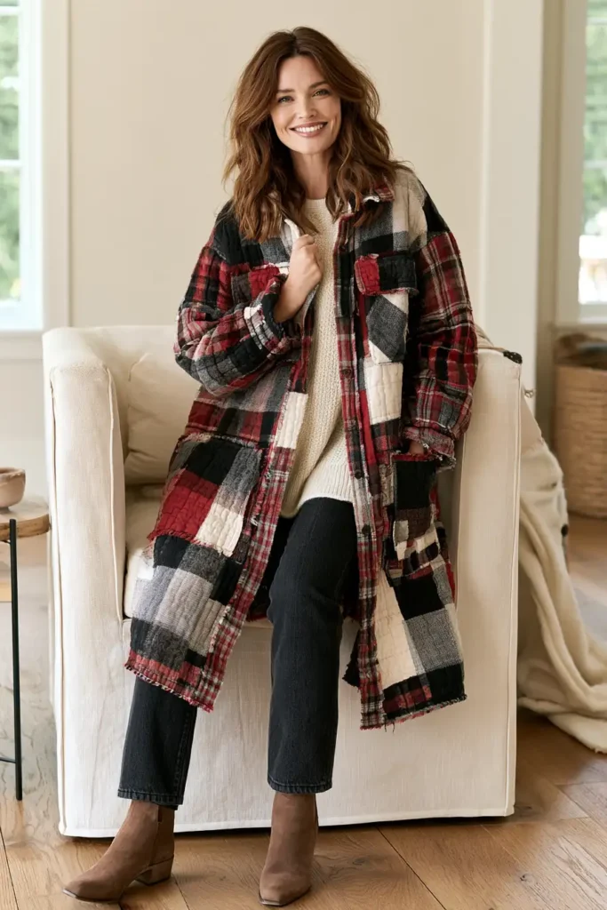 Oversized Buffalo Plaid Flannel Rag Quilt Shacket
