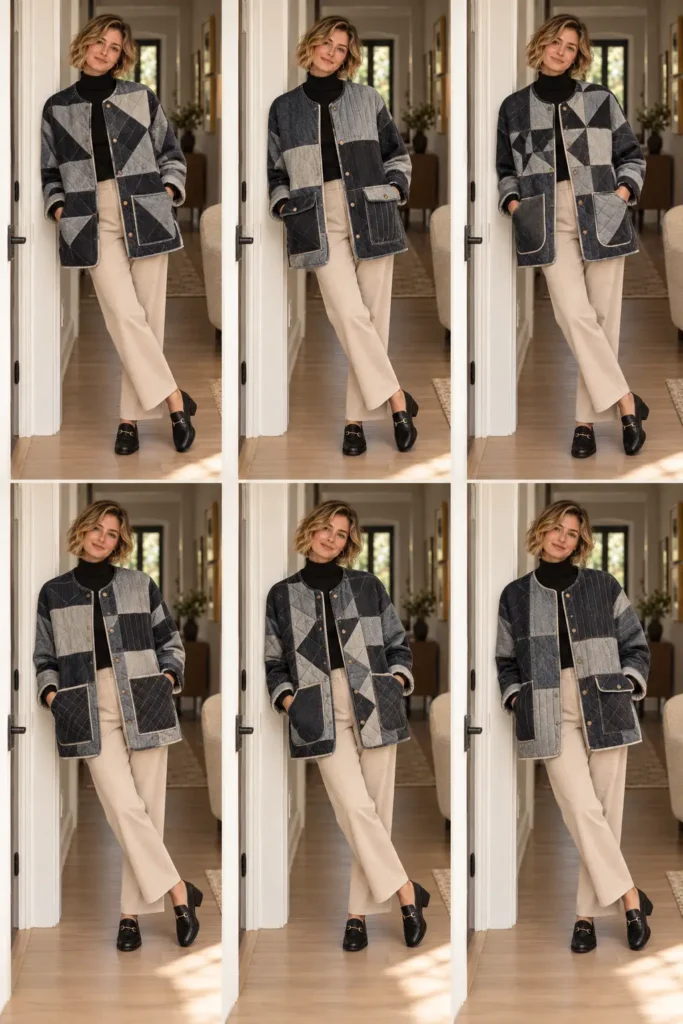 Oversized Denim Quilt Chore Jacket