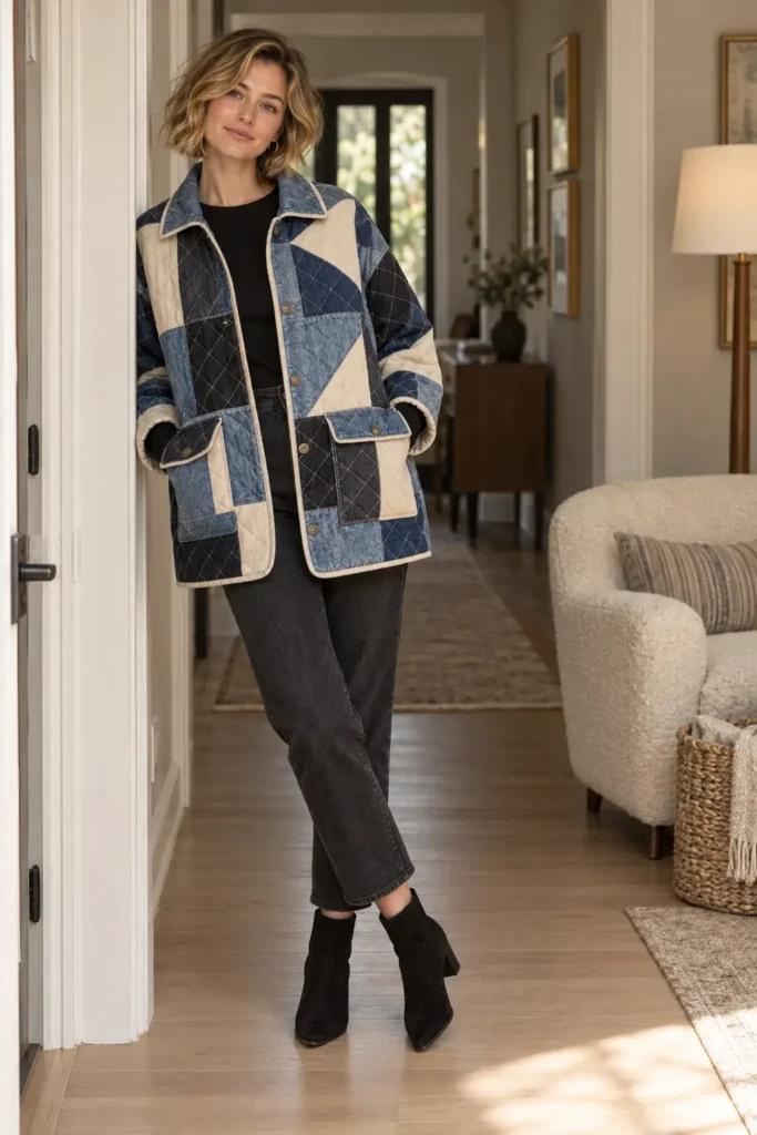 Oversized Denim Quilt Chore Jacket