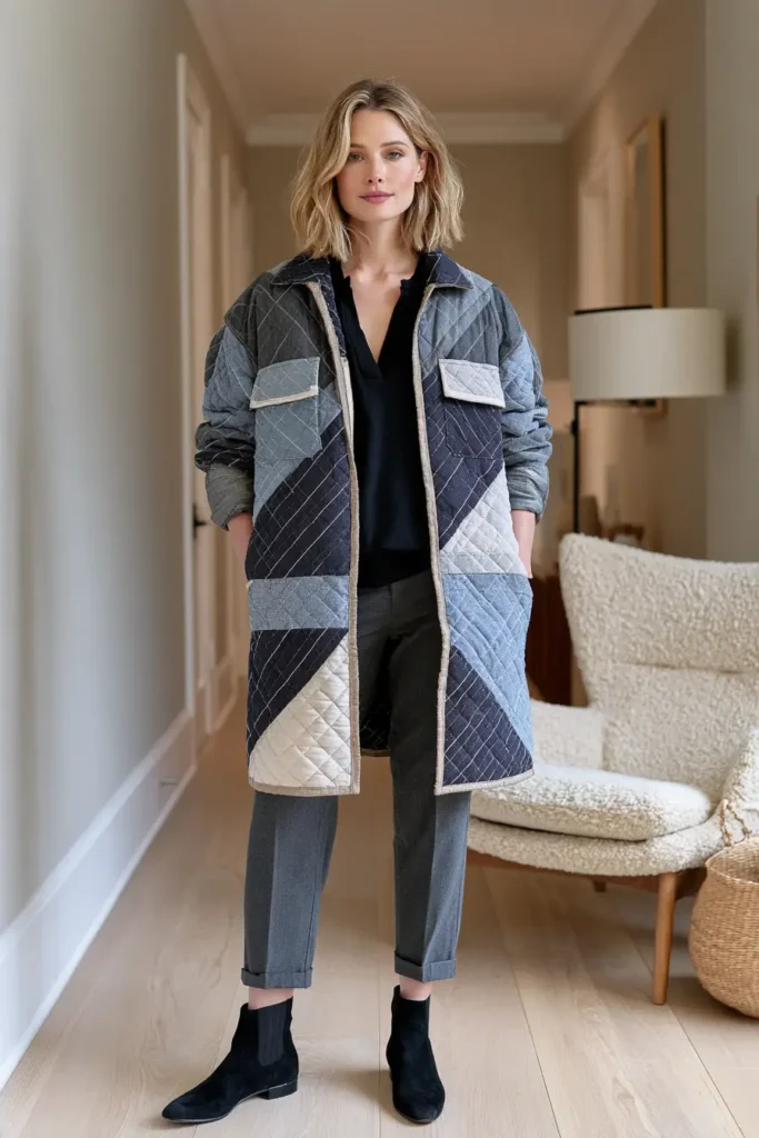 Oversized Denim Quilt Chore Jacket