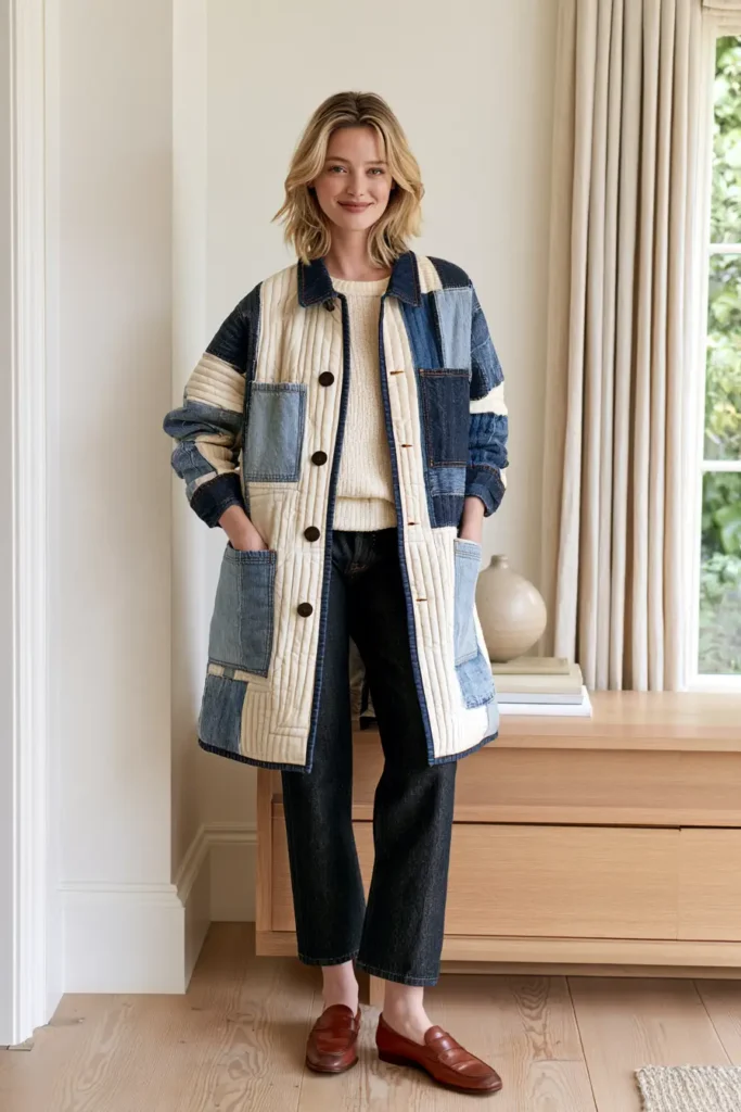 Oversized Denim Quilt Chore Jacket