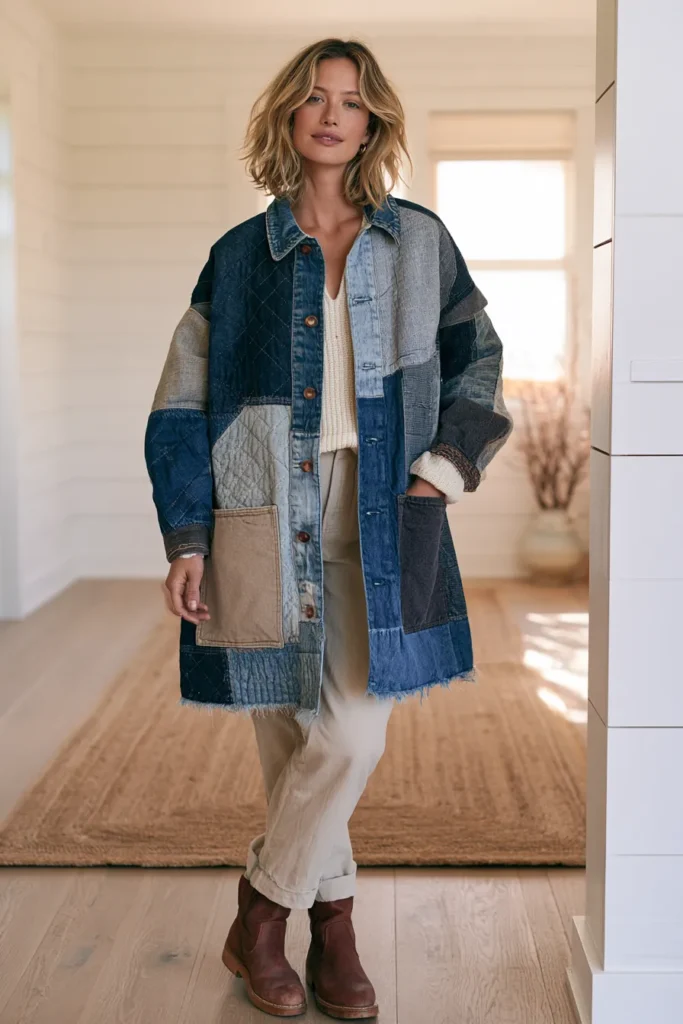 Oversized Denim Quilt Chore Jacket