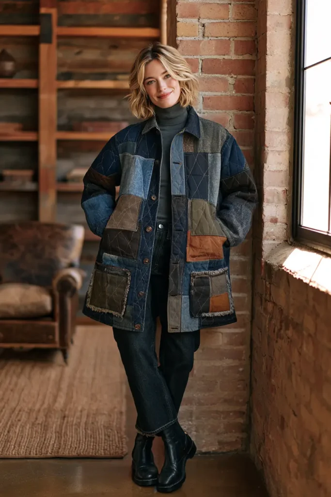 Oversized Denim Quilt Chore Jacket