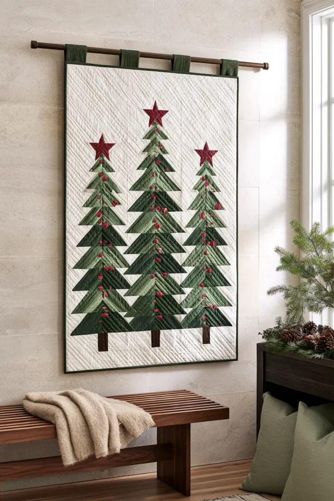 Pine Tree Christmas Quilt Wall Hanging