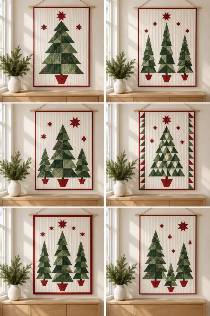 Pine Tree Christmas Quilt Wall Hanging