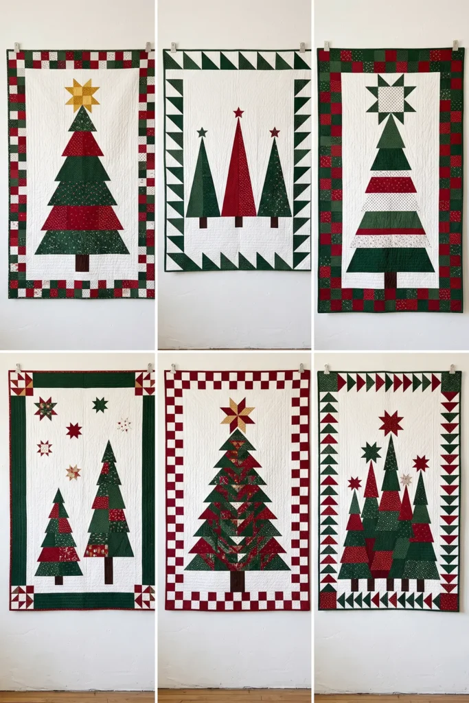 Pine Tree Christmas Quilt Wall Hanging
