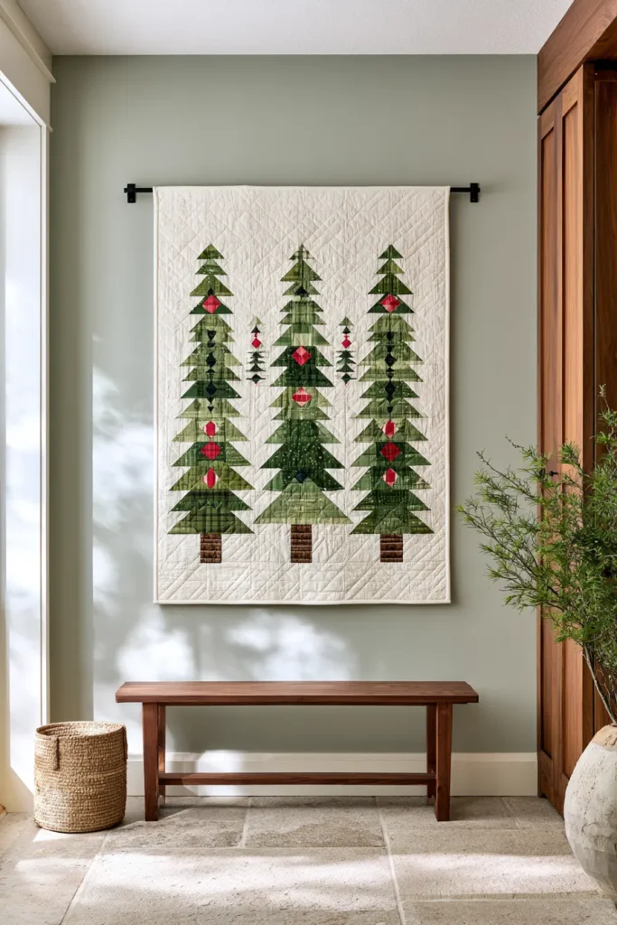 Pine Tree Christmas Quilt Wall Hanging