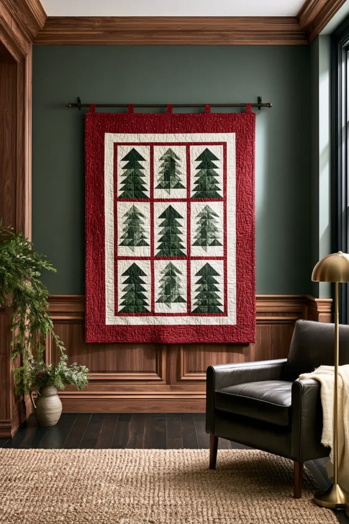 Pine Tree Christmas Quilt Wall Hanging
