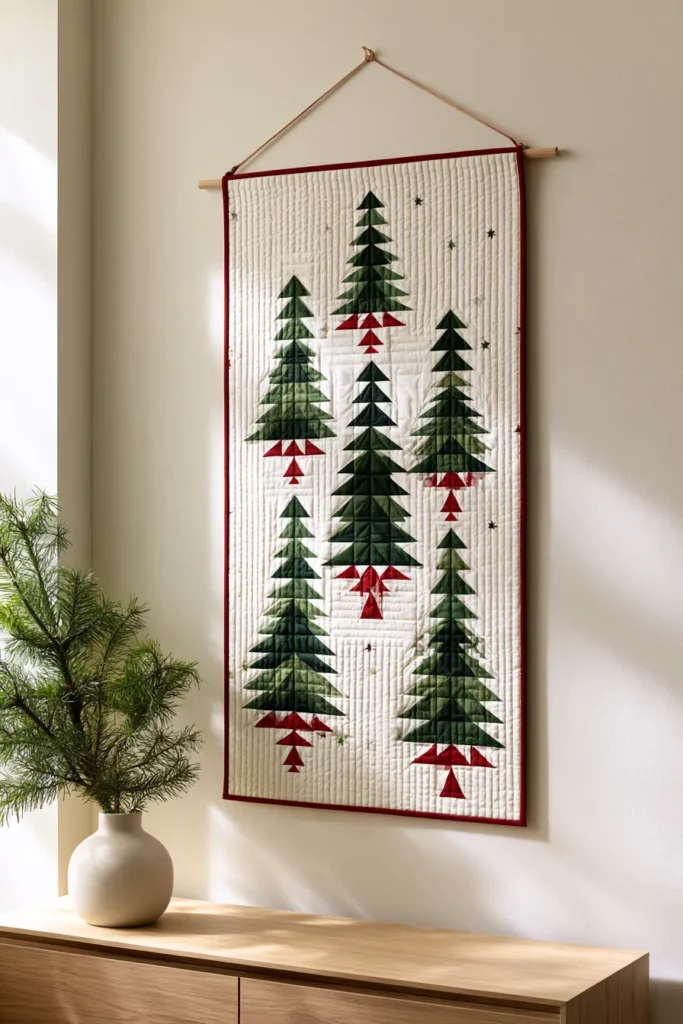 Pine Tree Christmas Quilt Wall Hanging