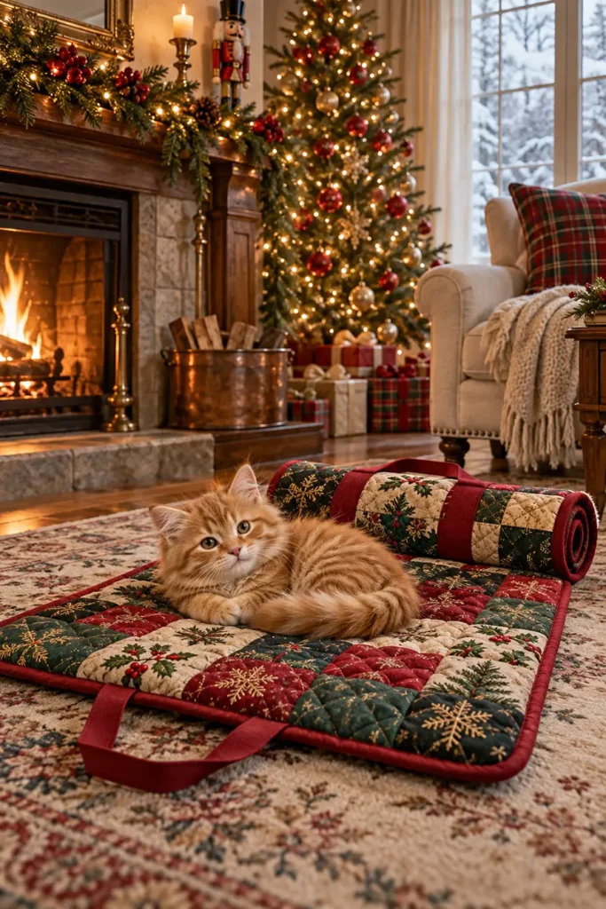 Portable Quilted Cat Travel Mat