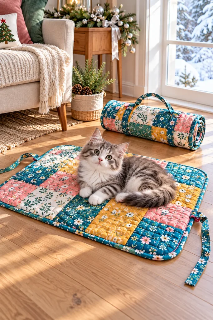 Portable Quilted Cat Travel Mat