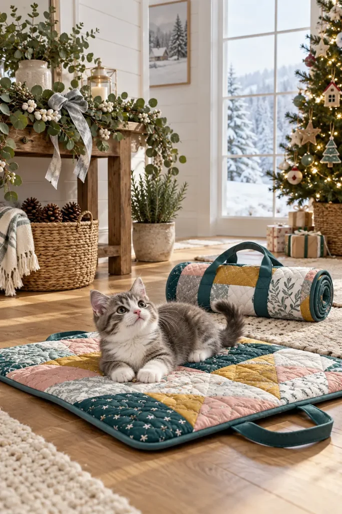 Portable Quilted Cat Travel Mat