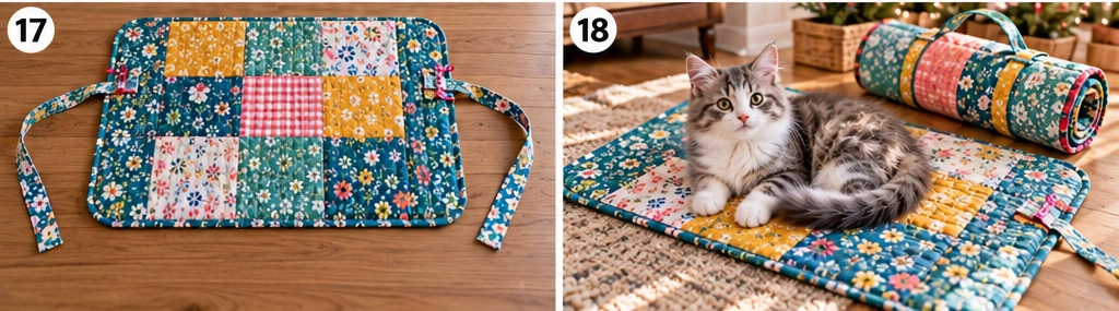 Portable Quilted Cat Travel Mat