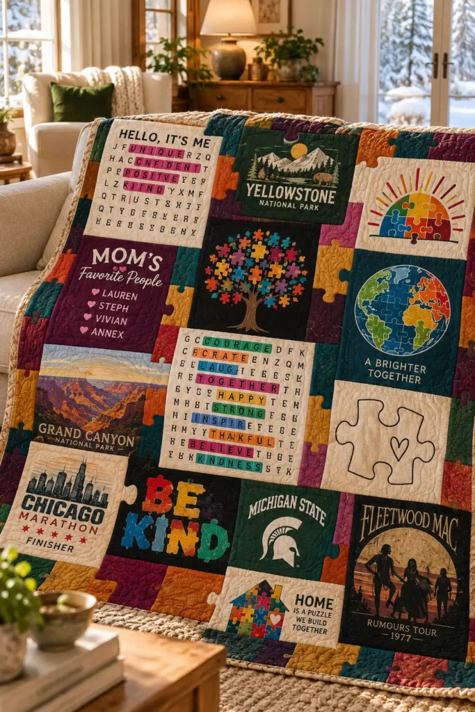 Puzzle-Style T-Shirt Quilt