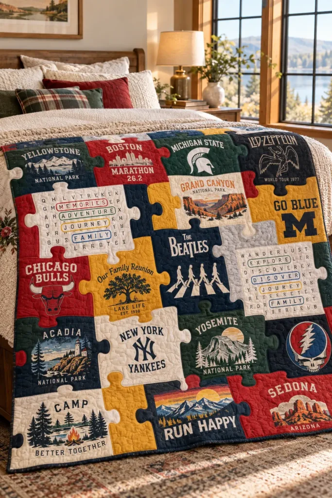 Puzzle-Style T-Shirt Quilt