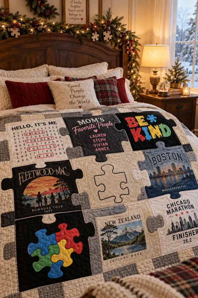Puzzle-Style T-Shirt Quilt