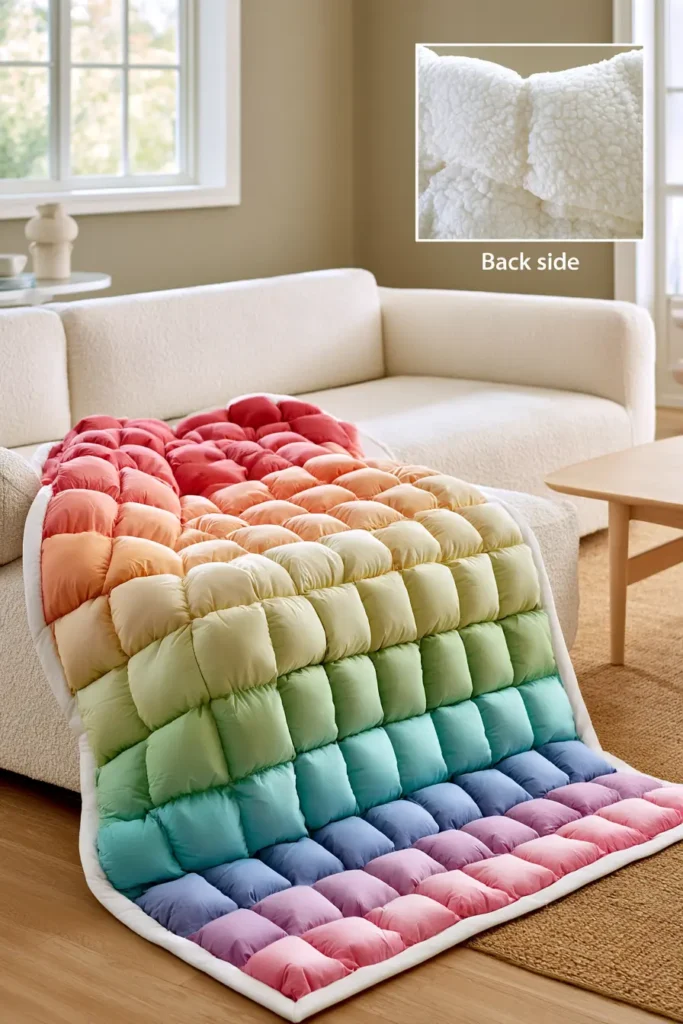 Rainbow Ombre Puff Quilt