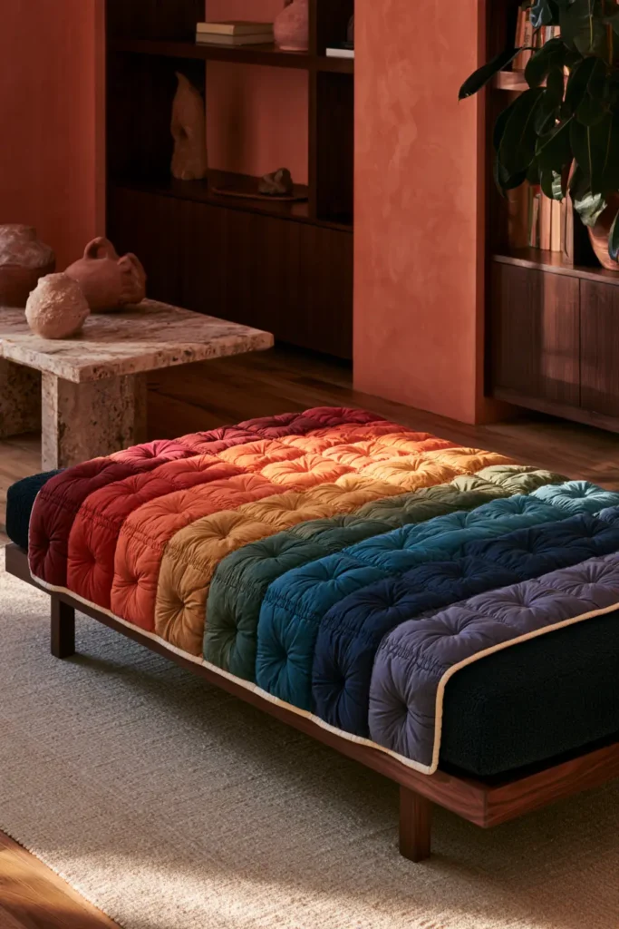 Rainbow Ombre Puff Quilt