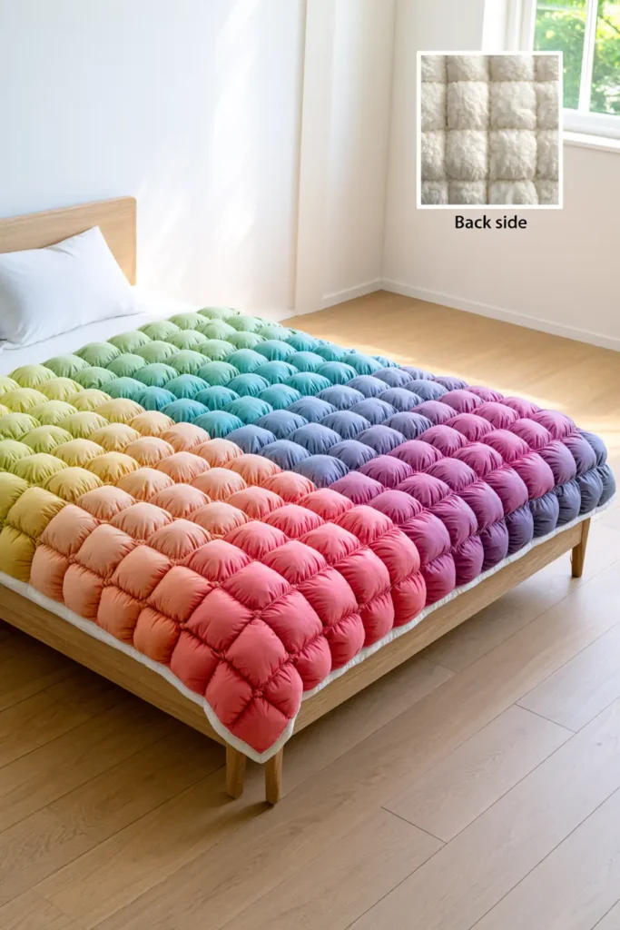 Rainbow Ombre Puff Quilt