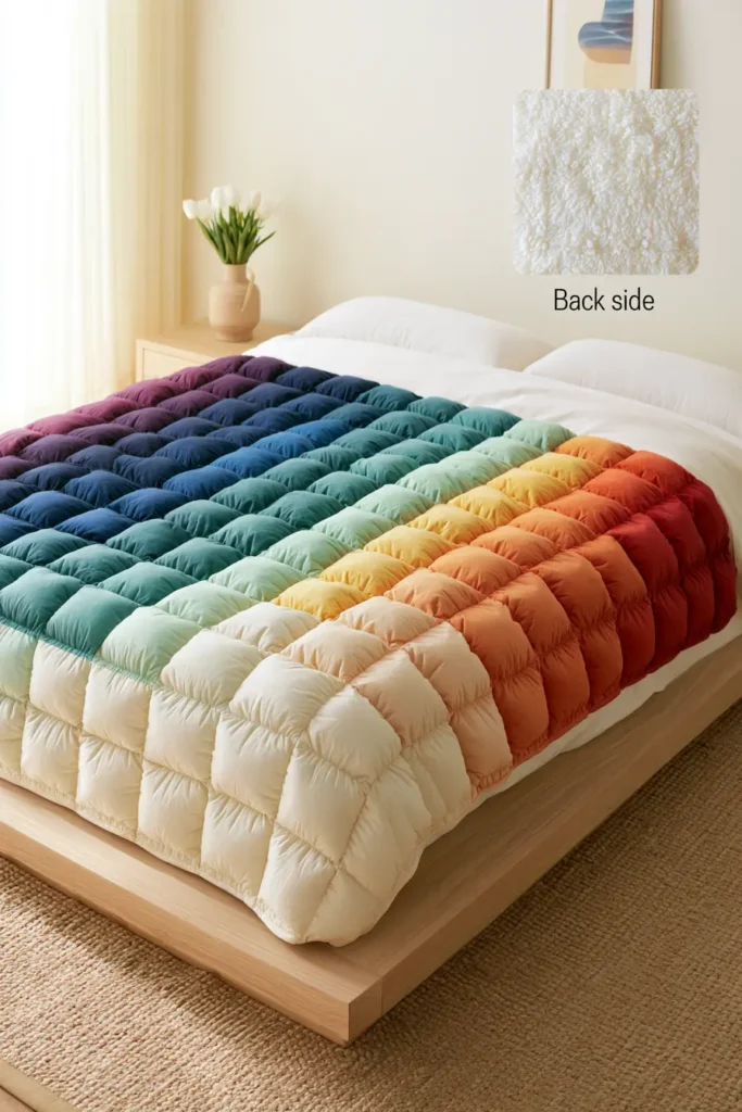 Rainbow Ombre Puff Quilt