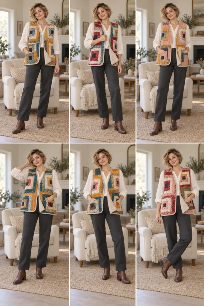 Reversible Log Cabin Quilted Vest