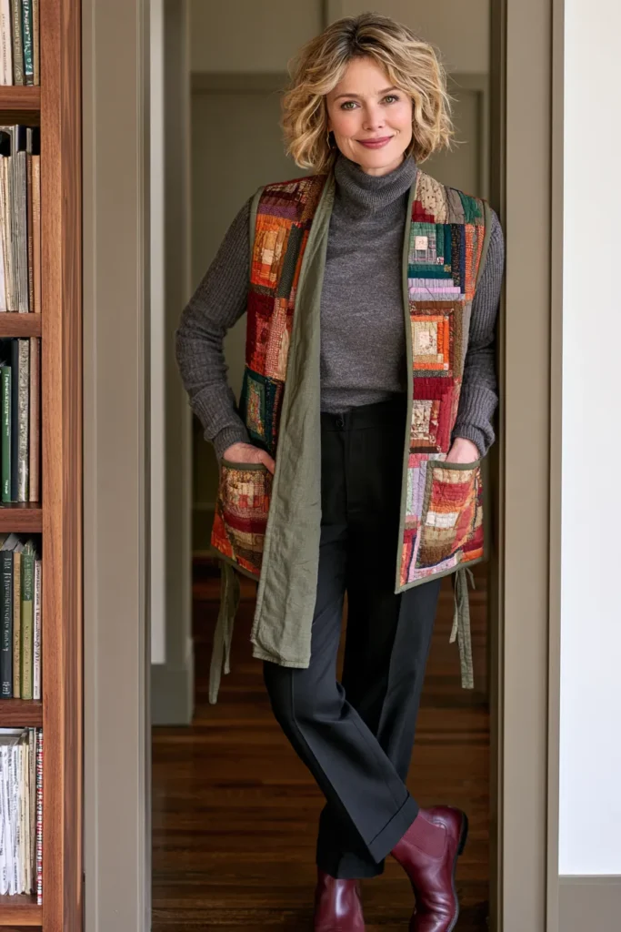 Reversible Log Cabin Quilted Vest