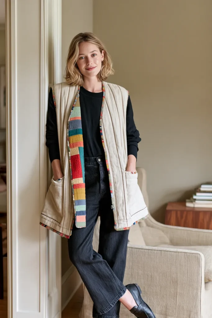 Reversible Log Cabin Quilted Vest