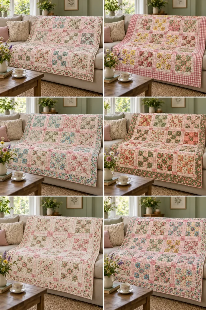 Scrappy Cottage Garden Patchwork Quilt