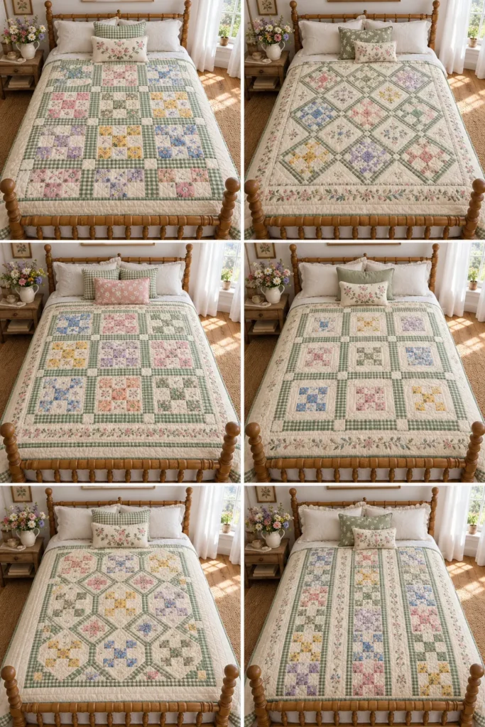 Scrappy Cottage Garden Patchwork Quilt