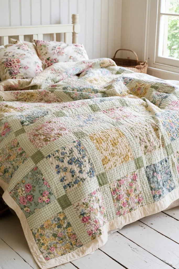 Scrappy Cottage Garden Patchwork Quilt