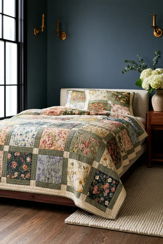 Scrappy Cottage Garden Patchwork Quilt
