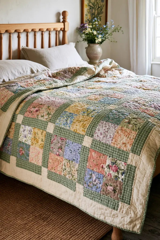 Scrappy Cottage Garden Patchwork Quilt