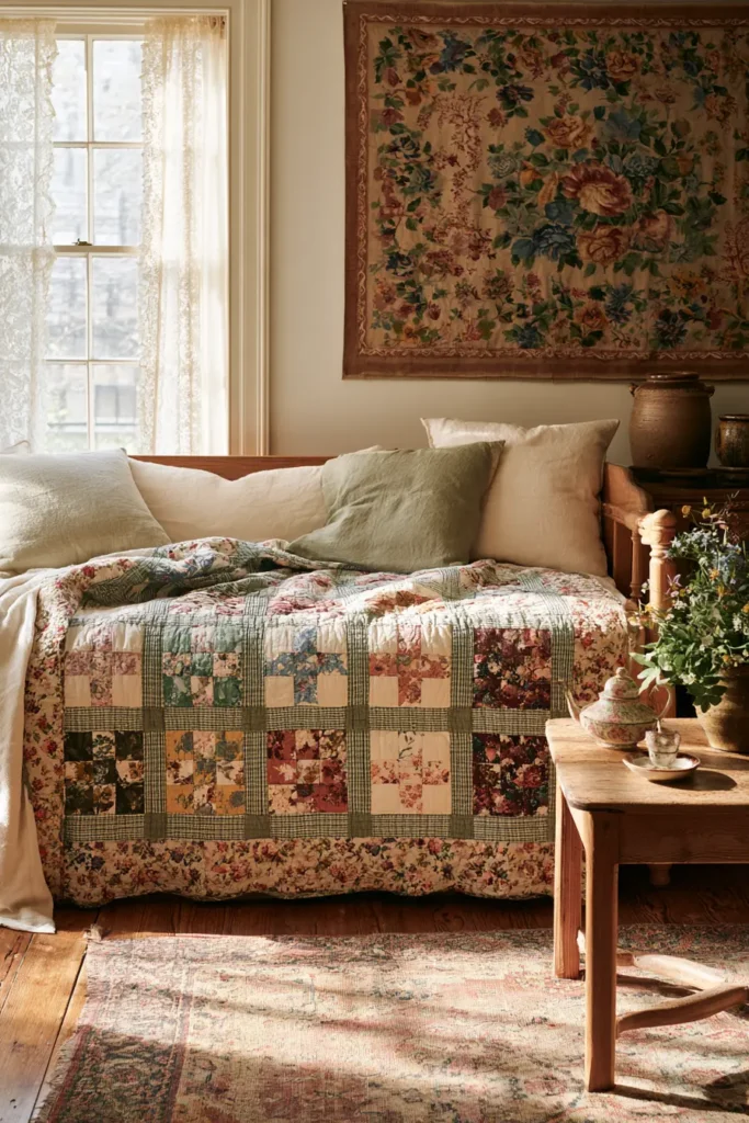 Scrappy Cottage Garden Patchwork Quilt